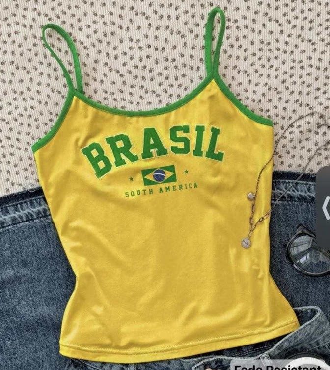 Yellow Brasil Flag Graphic Tank