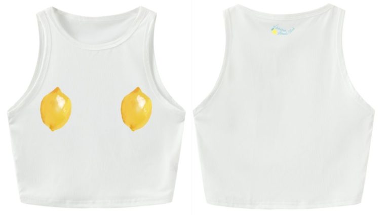 White Lemon Print Crop Tank