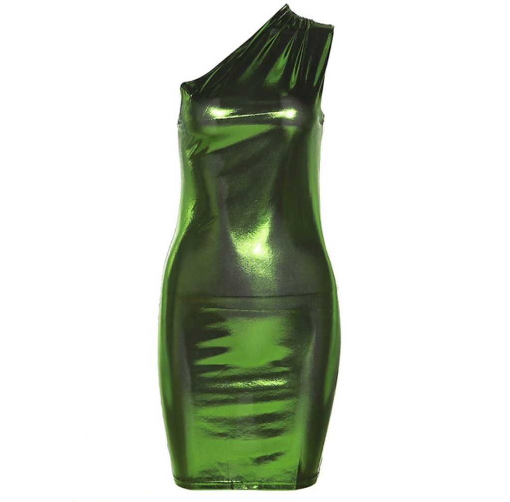 Metallic Green Strapless Dress