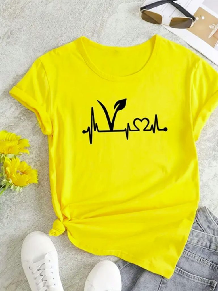Yellow Heartbeat Graphic Tee