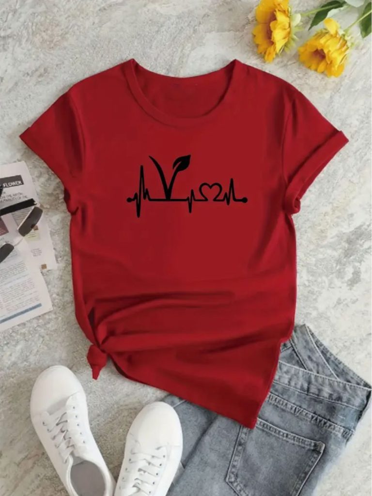 Red Heartbeat Graphic Tee