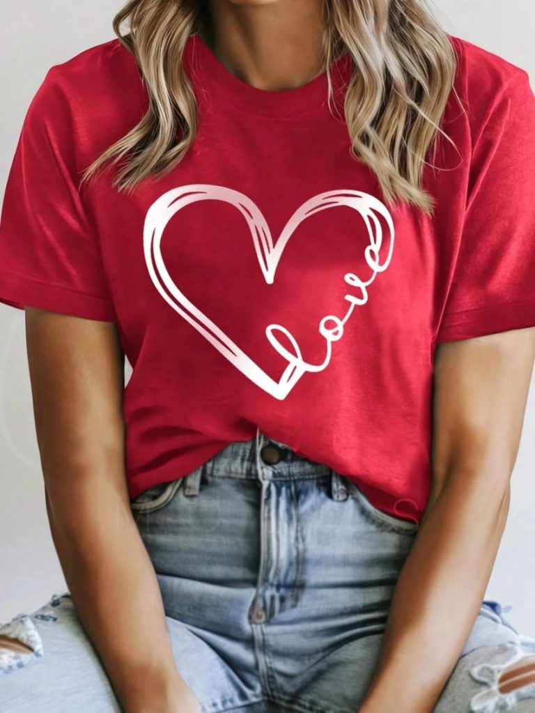 Love Heart Graphic Print Tee