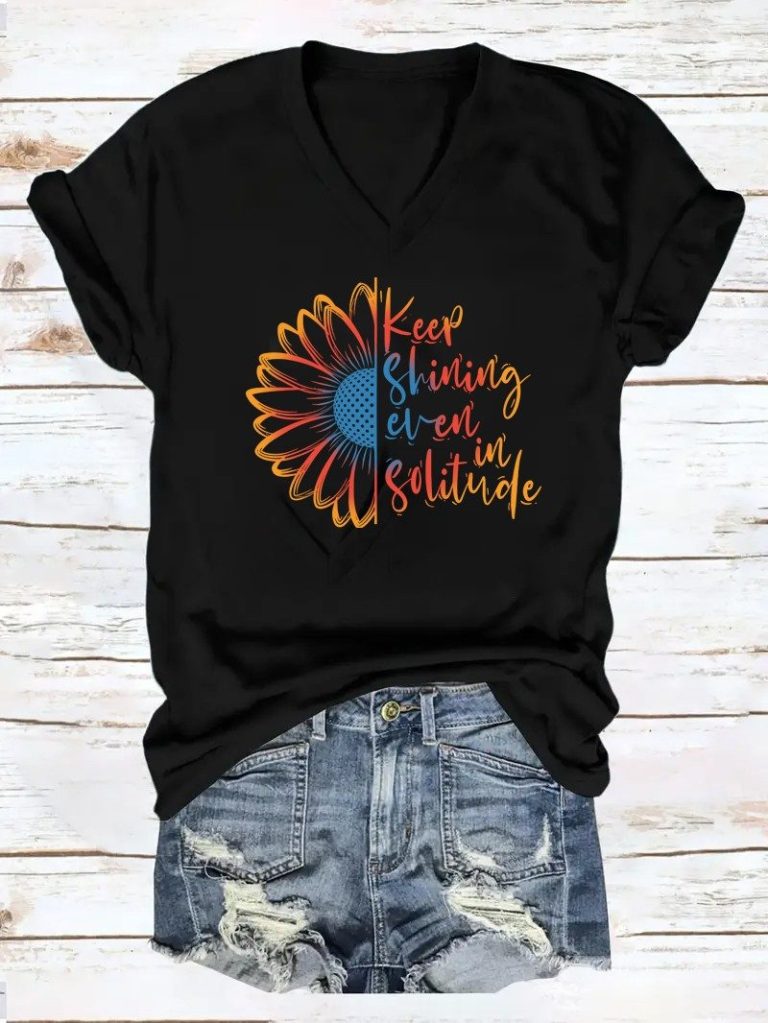 Sunflower Shining Graphic V-Neck Tee