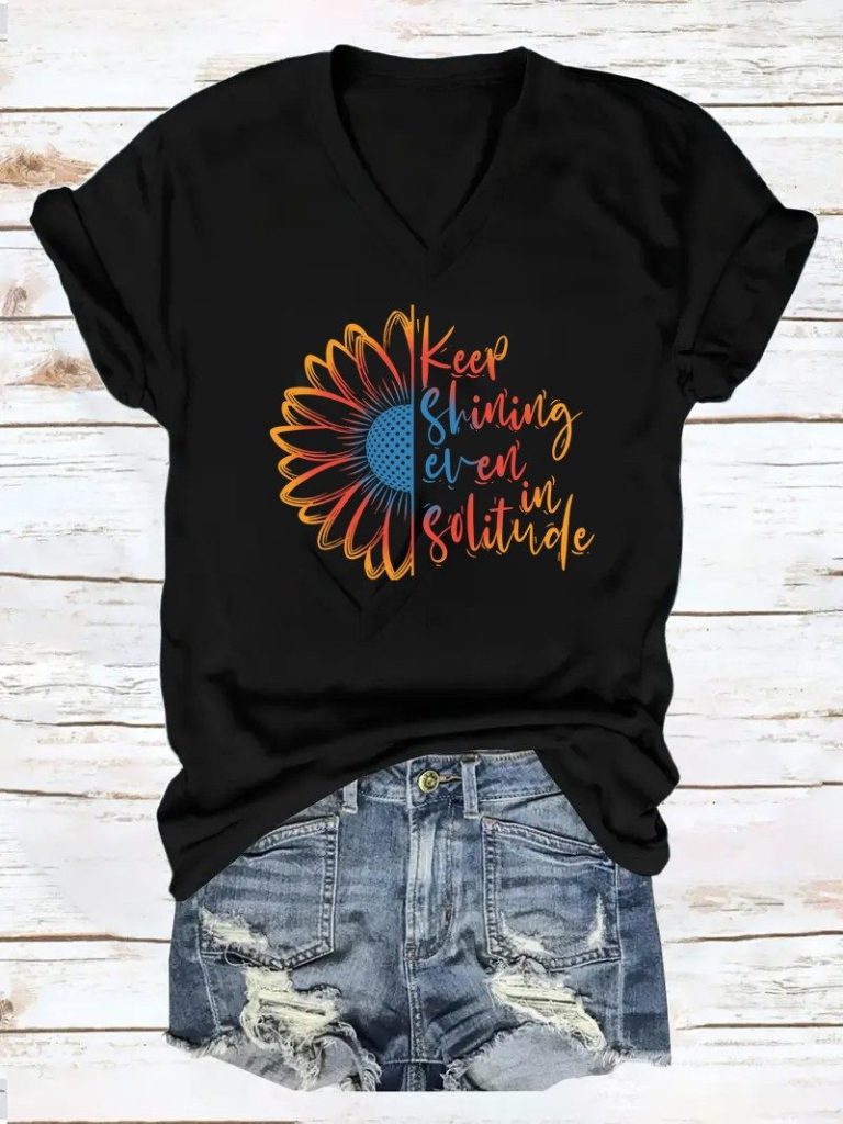 Sunflower Shining Graphic V-Neck Tee
