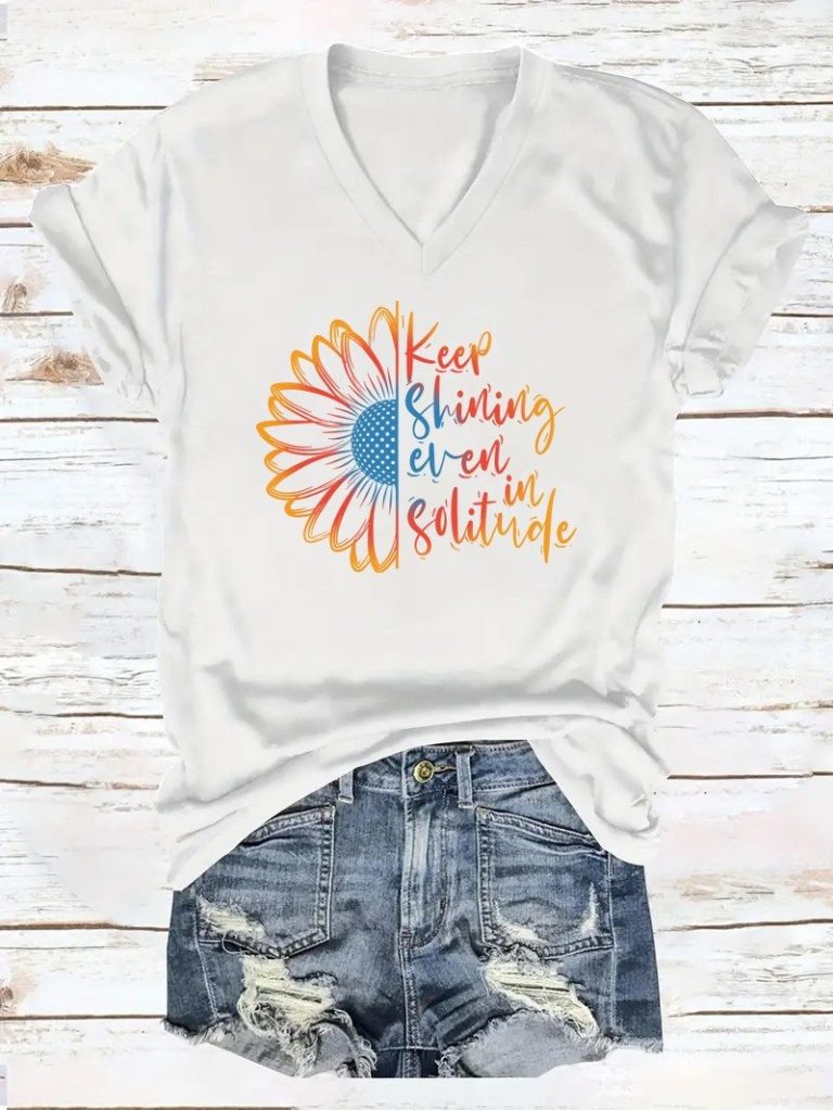Sunflower Shining Graphic V-Neck Tee