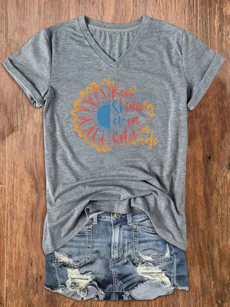 Sunflower Shining Graphic V-Neck Tee