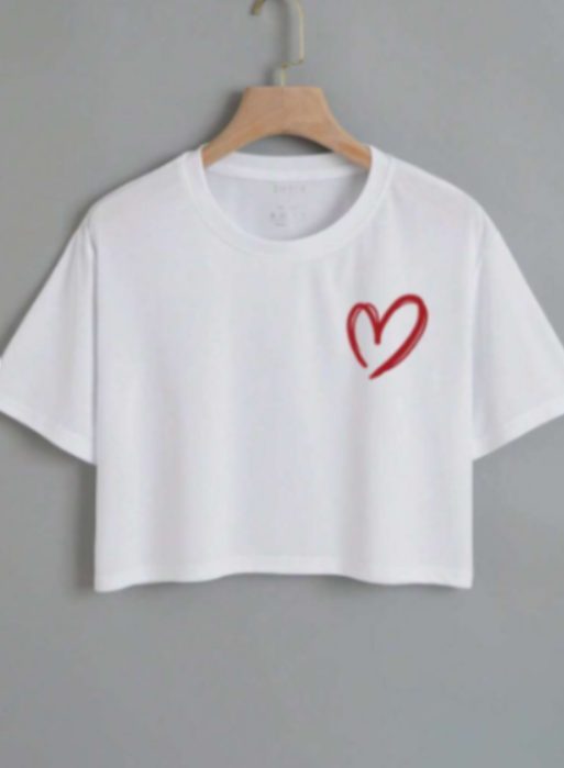 Heart Print Crop Tee
