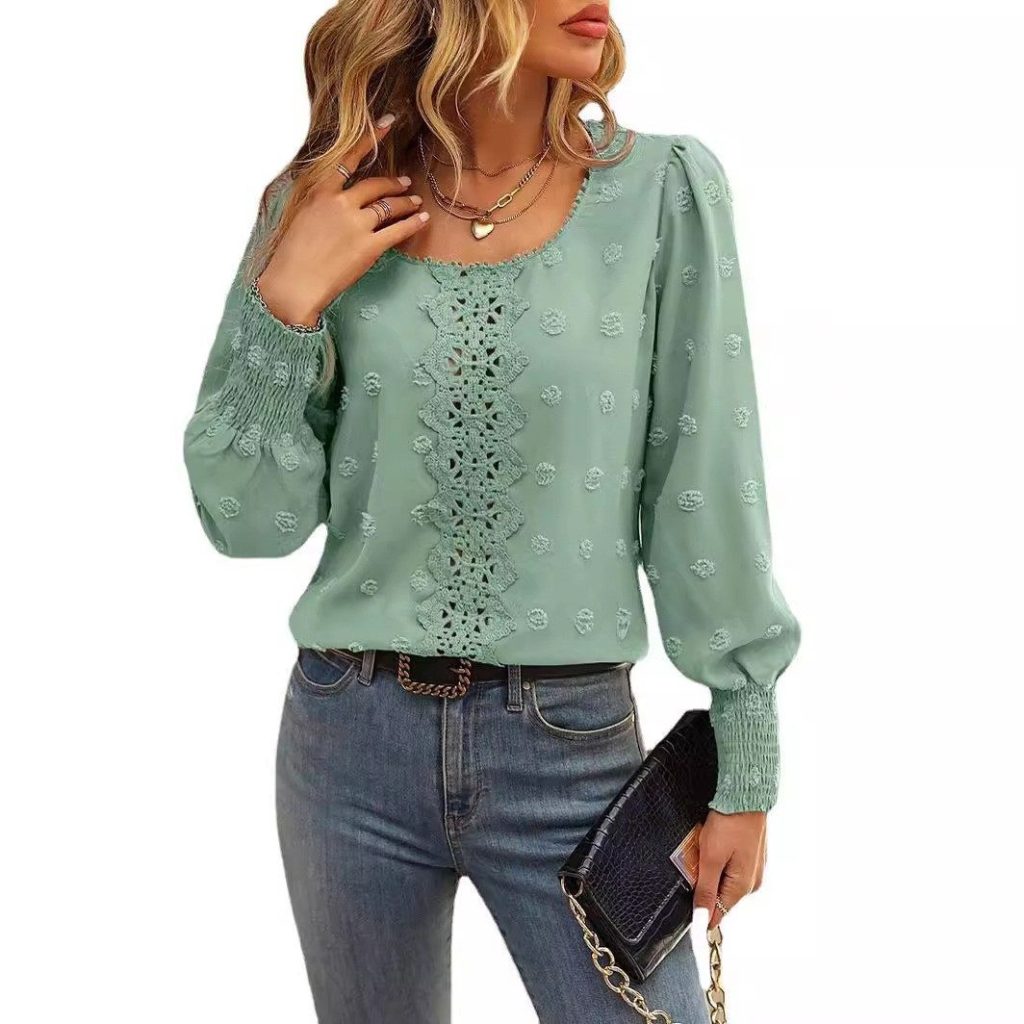 Elegant Lace Puff-Sleeve Blouse