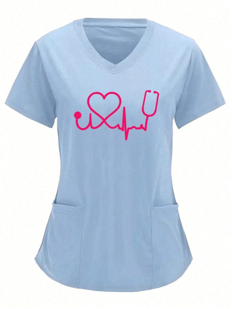 Heart Print 3-4 Sleeve Tee