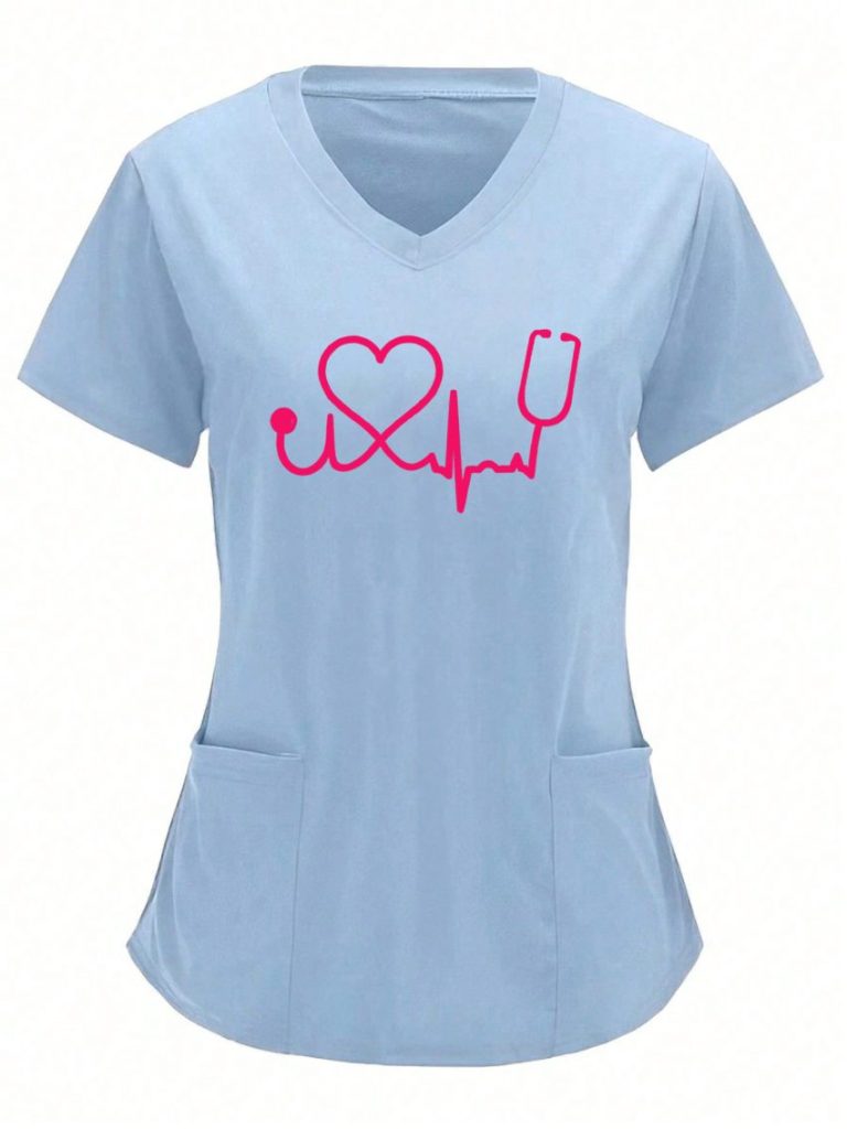 Heart Print 3-4 Sleeve Tee