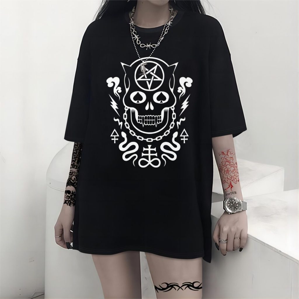 Gray Geometric Print Crew Tee