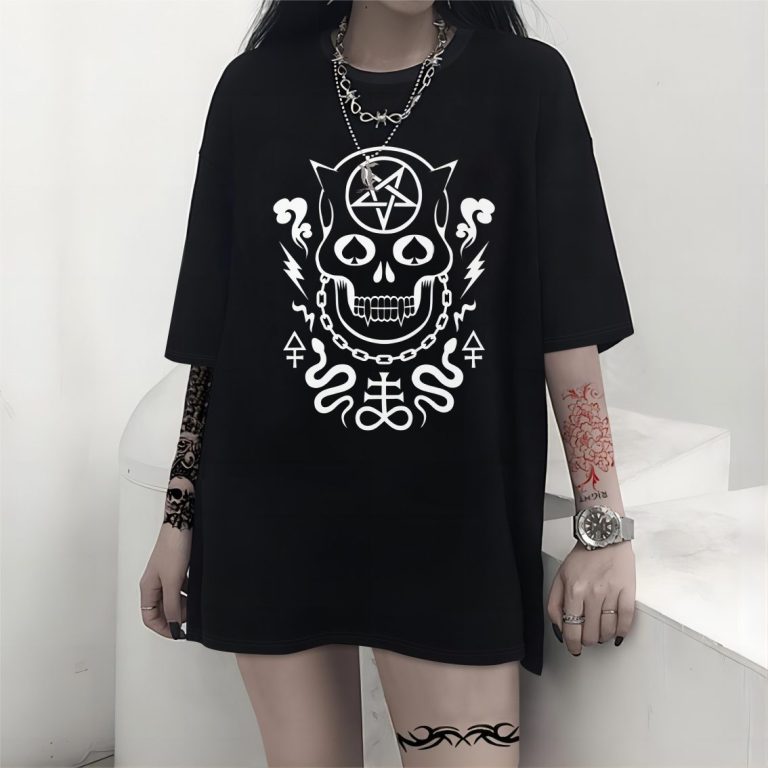 Gray Geometric Print Crew Tee