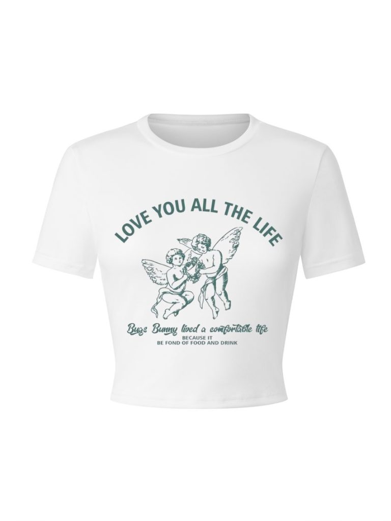 Green Music Print V-Neck Tee