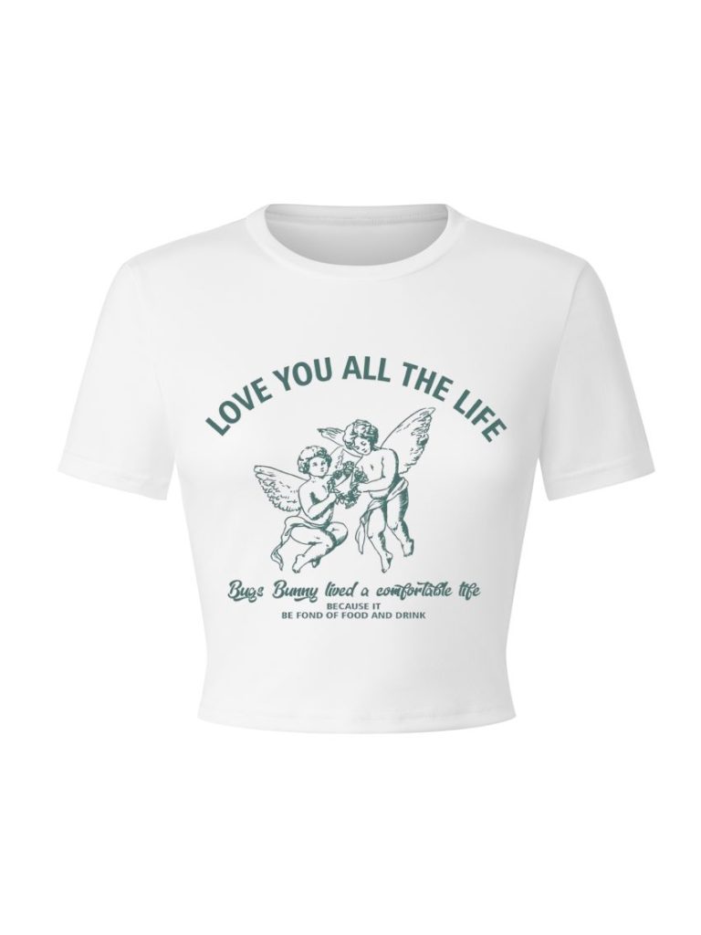 Green Music Print V-Neck Tee