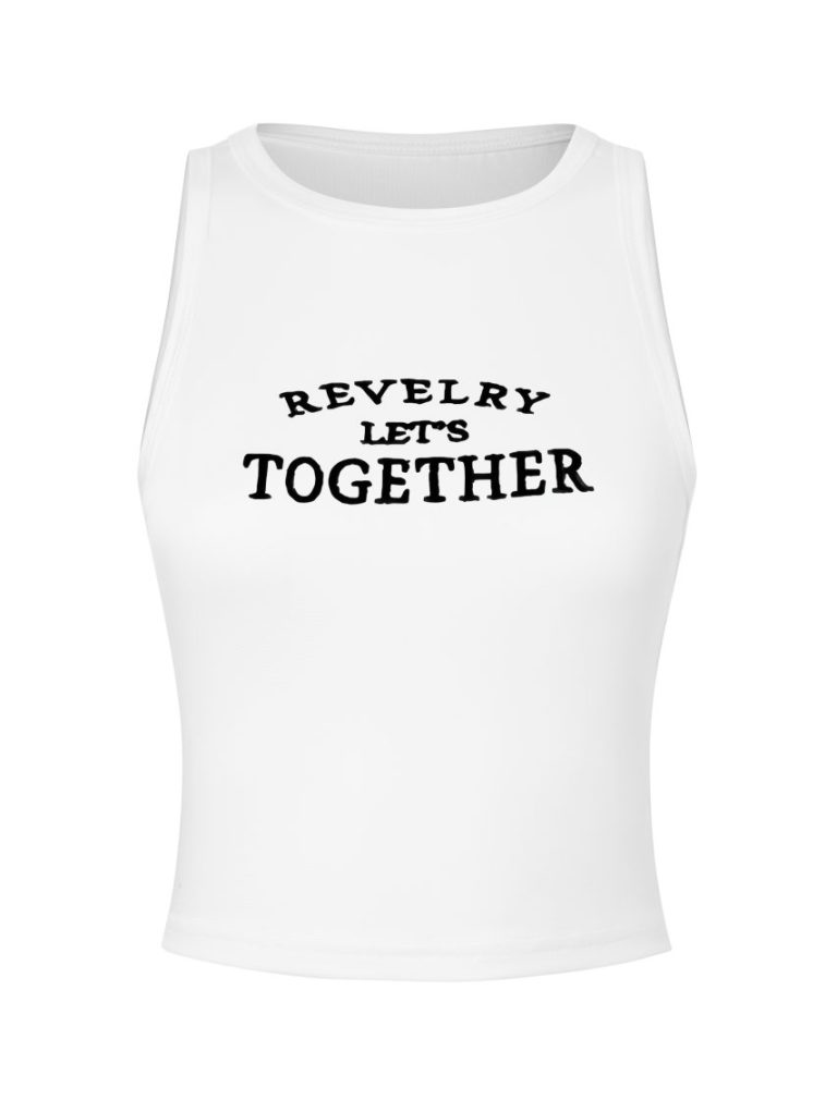 White Letter Print Halter Top