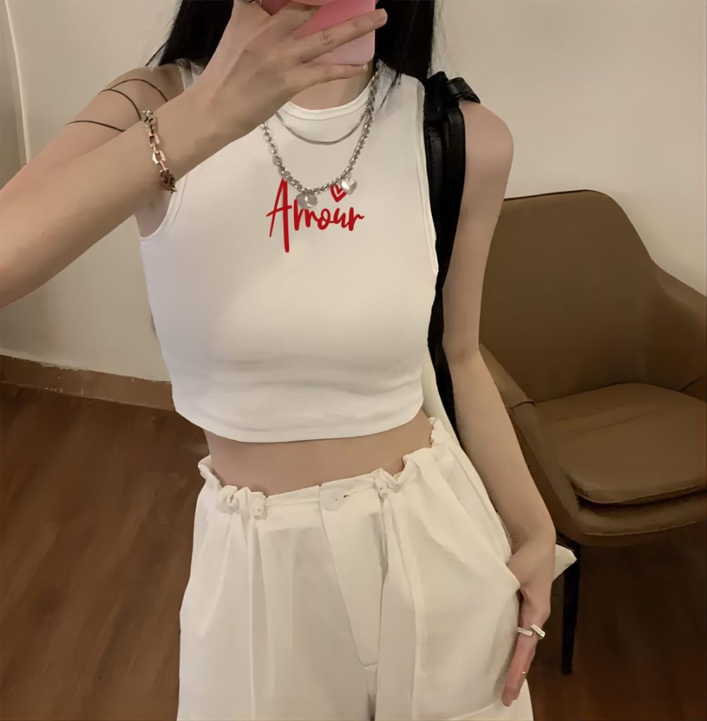 White Cotton Sleeveless Top