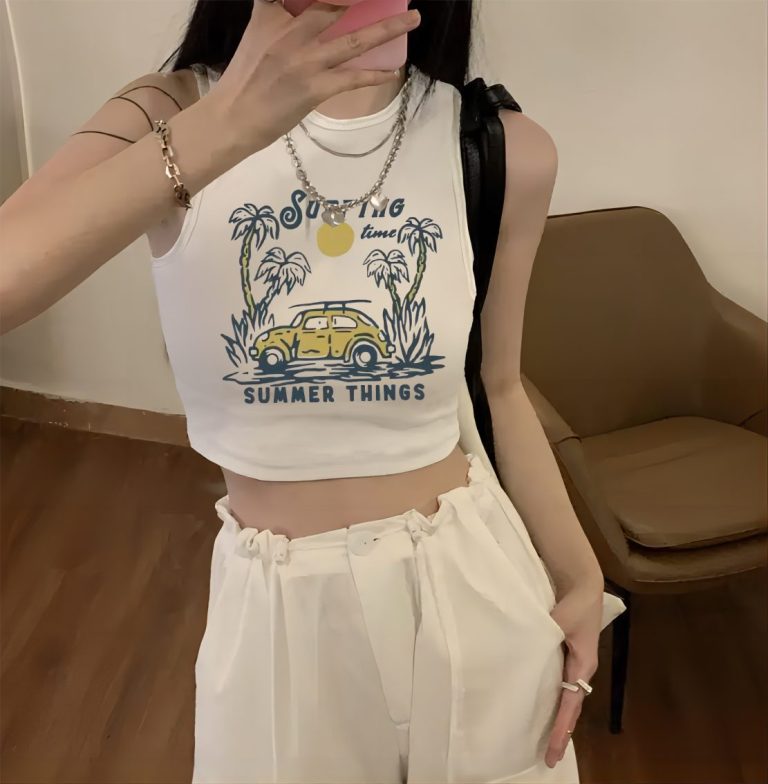 Yellow Butterfly Print Sleeveless Top