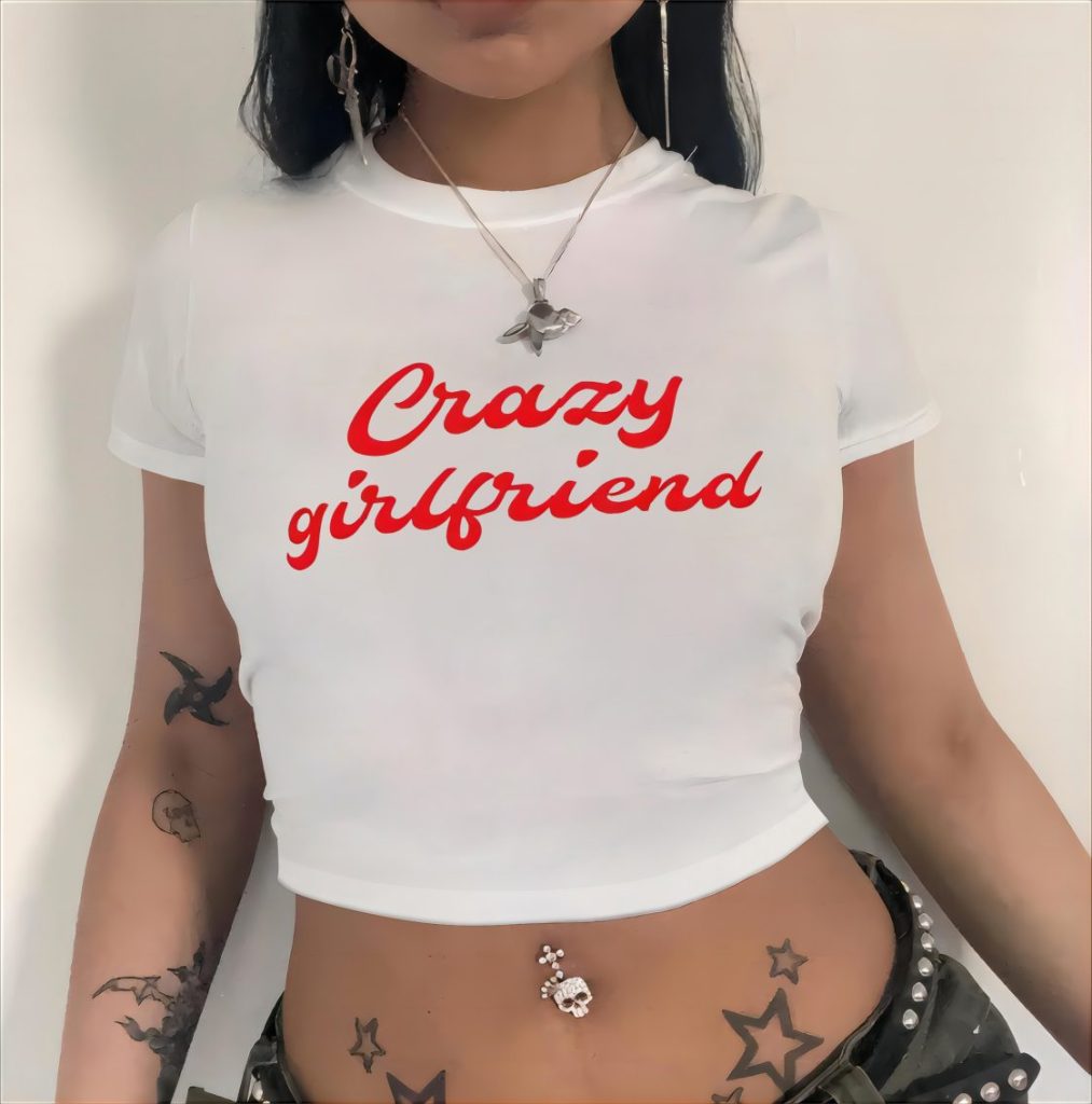 White Heart Print Collared Tee