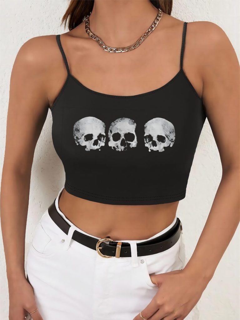 Skull Print Halter Top