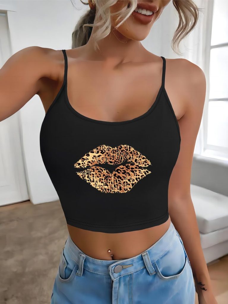 Orange Butterfly Print Off-Shoulder Top