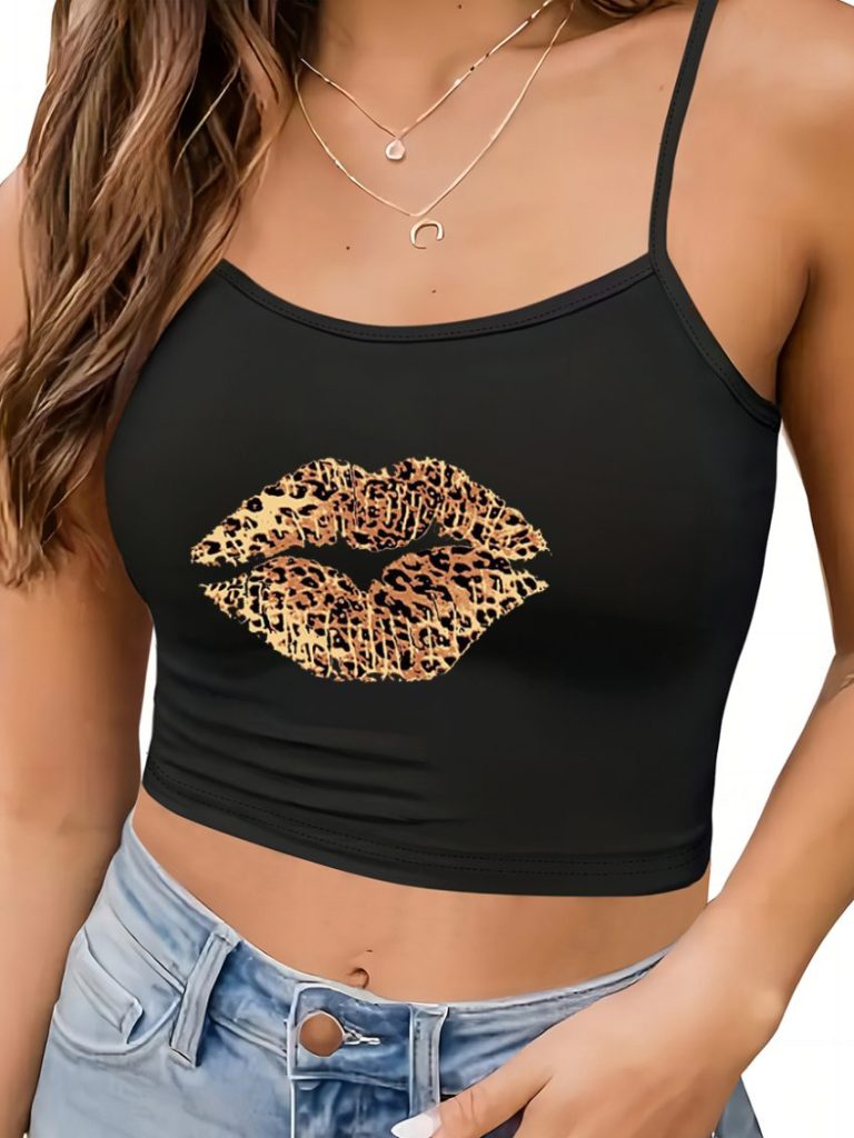 Brown Leopard Print V-Neck Top