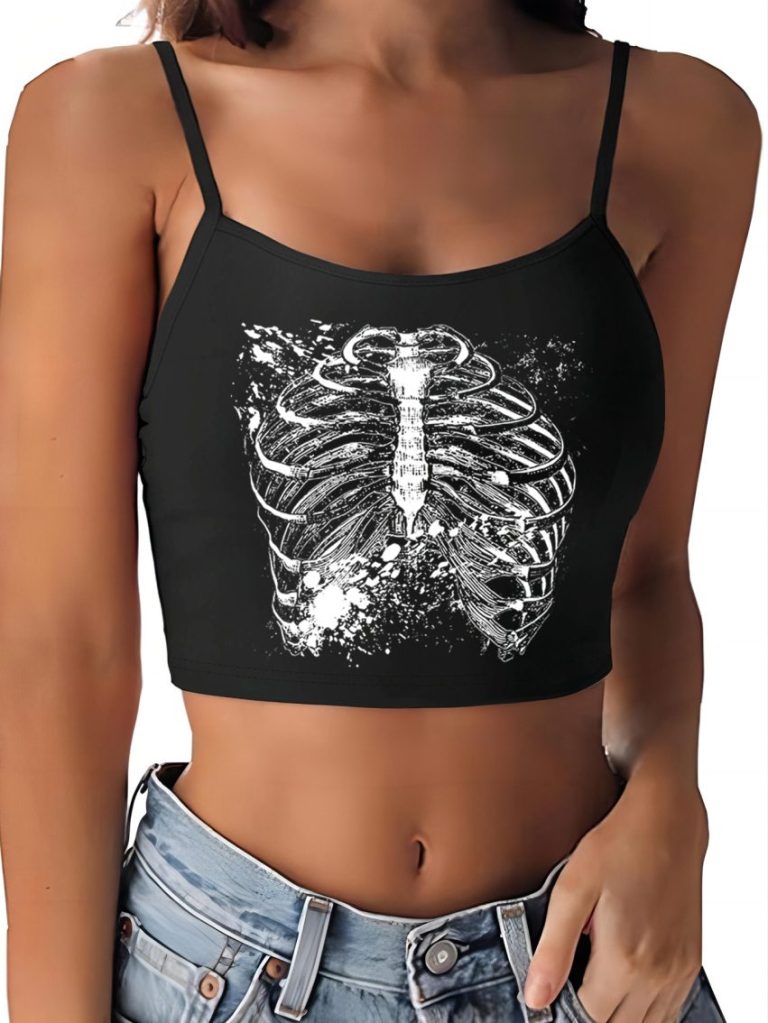 Multicolor Skull Print Halter Top