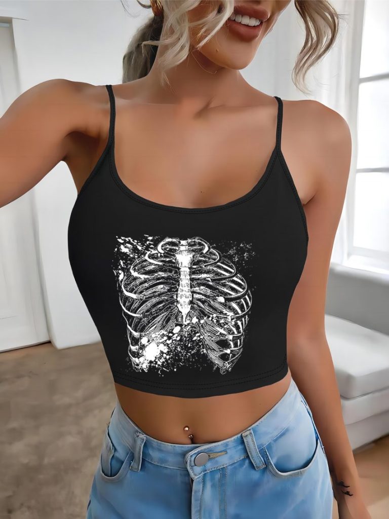 Gray Heart Print Halter Top