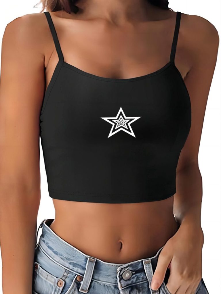 Brown Star Print Collared Top