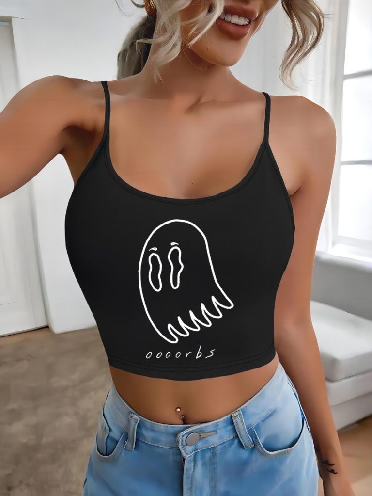 Gray Smiley Print V-Neck Top