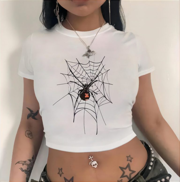 Orange Skull Print Off-Shoulder Top