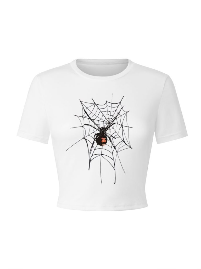 Black Abstract Print V-Neck Tee
