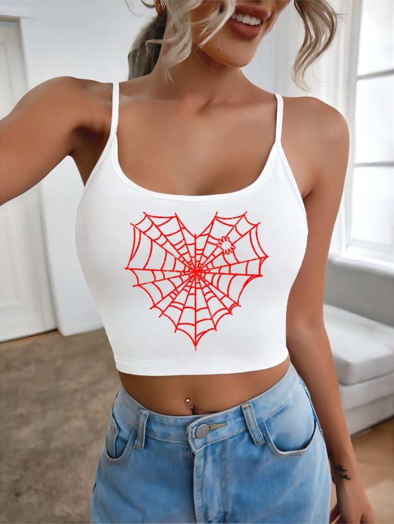 Orange Star Print Off-Shoulder Top