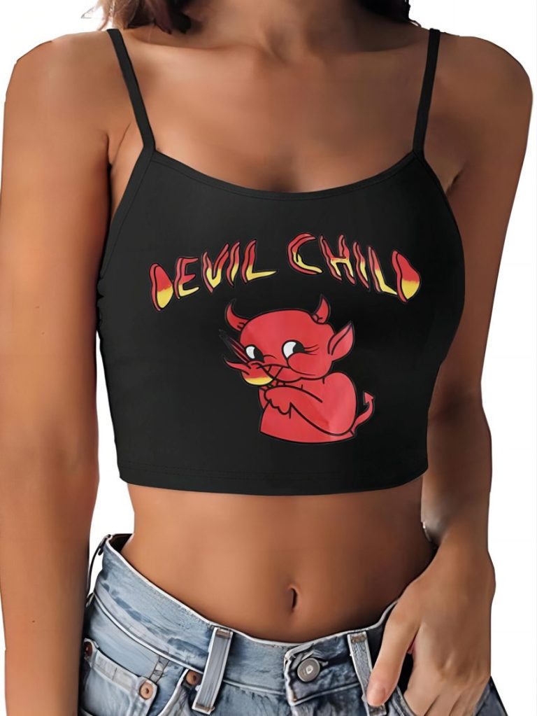 Red Cartoon Print Collared Top
