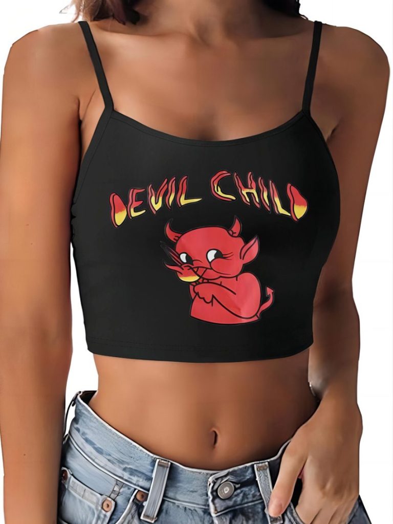 Red Cartoon Print Collared Top