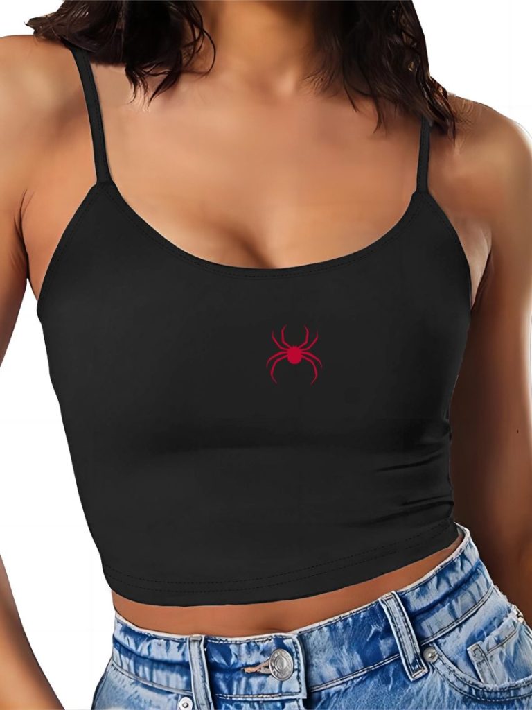 Black Butterfly Print Halter Top