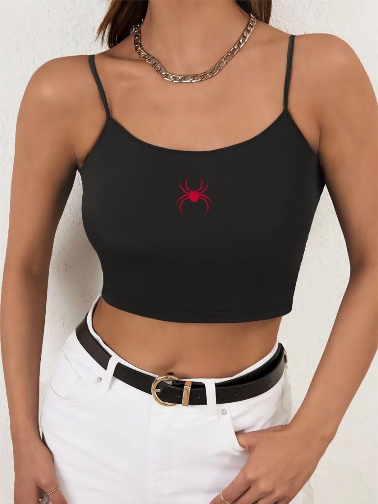 Red Butterfly Print Off-Shoulder Top