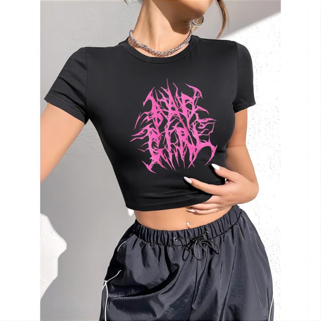 Pink Abstract Print Crew Tee