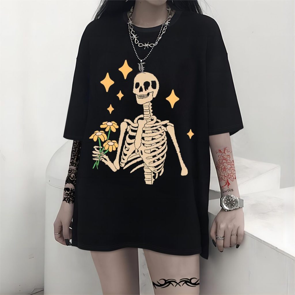 Yellow Skull Print Tee