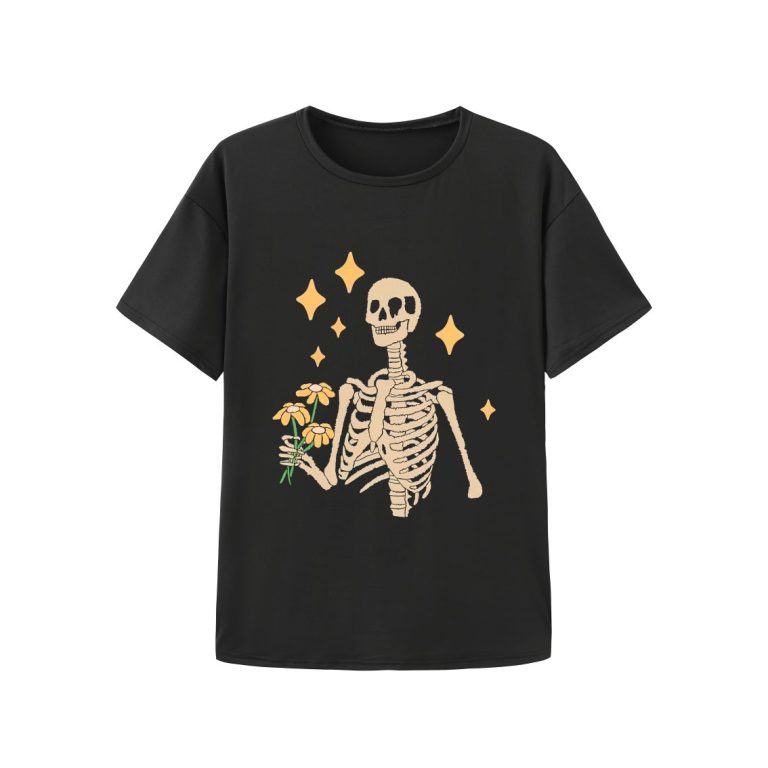 Yellow Skull Print Crew Top