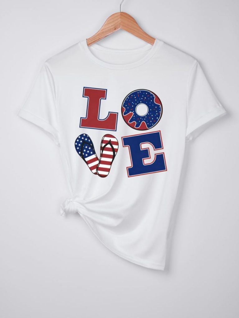 Beige Flag Print Crew Tee