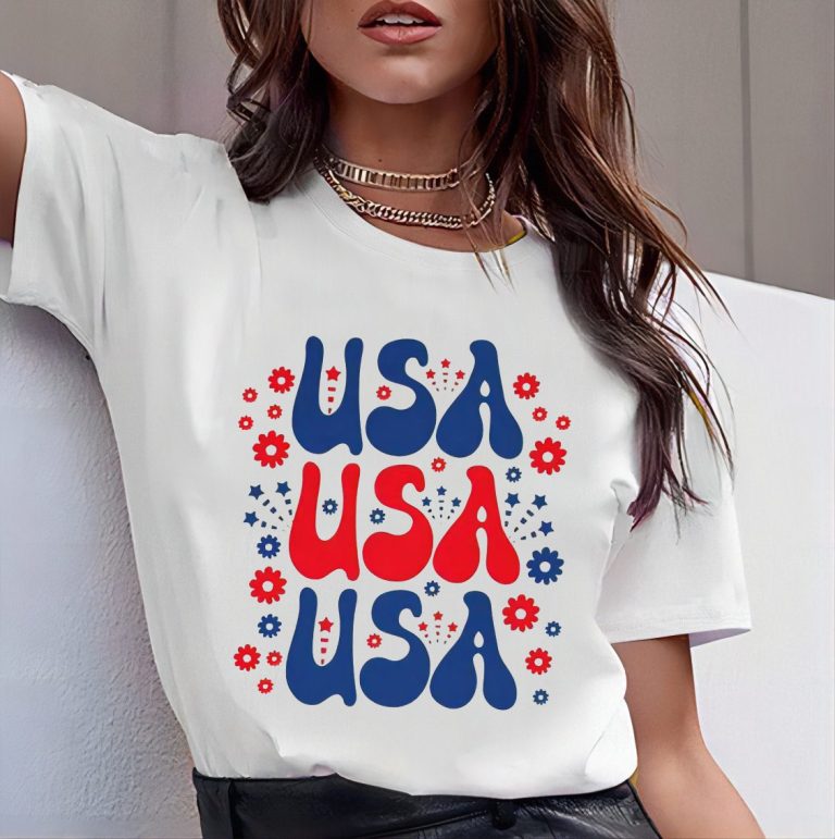 Flag Print Collared Tee
