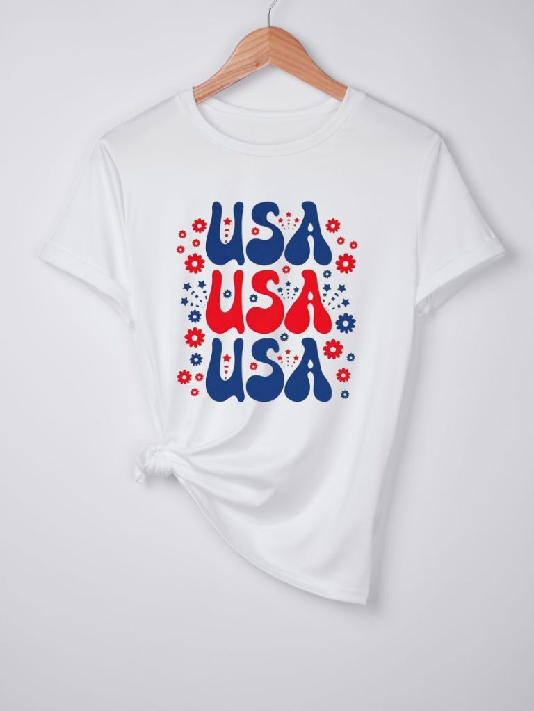 Multicolor Flag Print Crew Tee