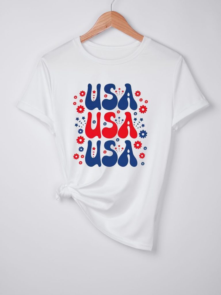 Multicolor Flag Print Crew Tee