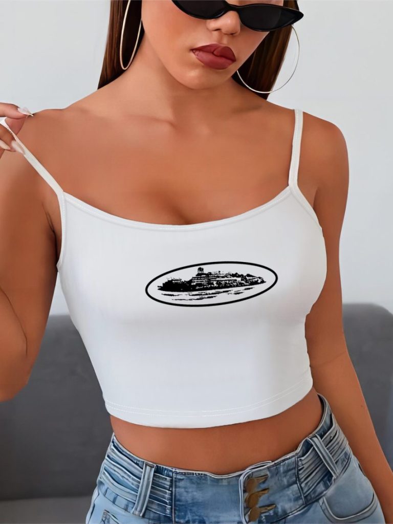 Orange Smiley Print Off-Shoulder Top