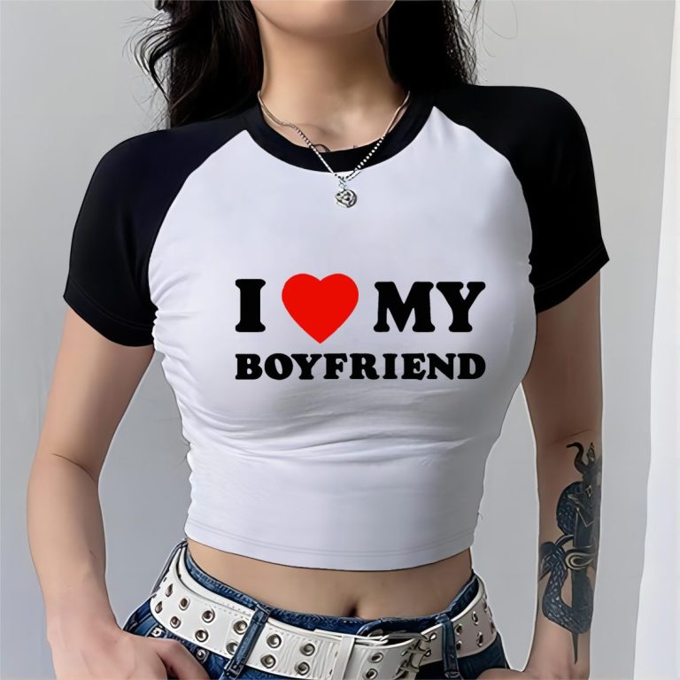 Gray Heart Print Crew Tee
