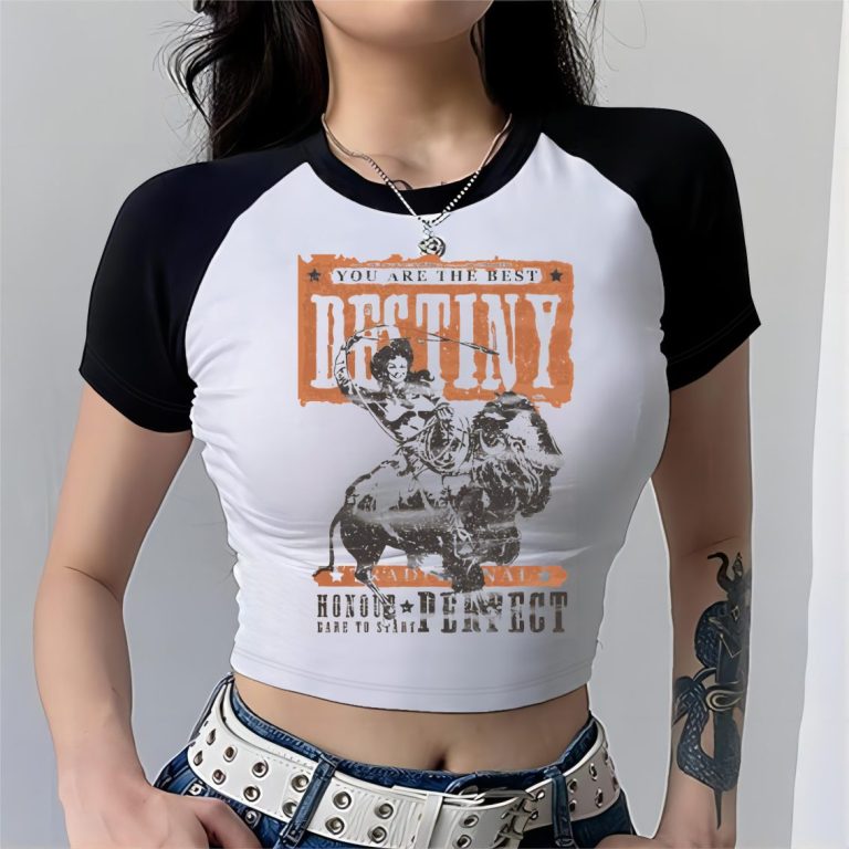 Orange Music Print Crew Tee