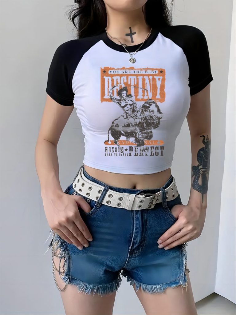 Orange Leopard Print Crew Tee