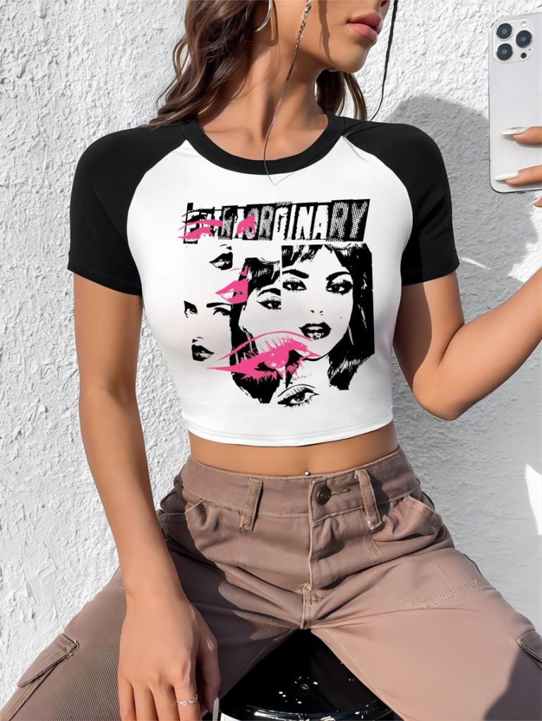 Pink Portrait Print Crew Tee