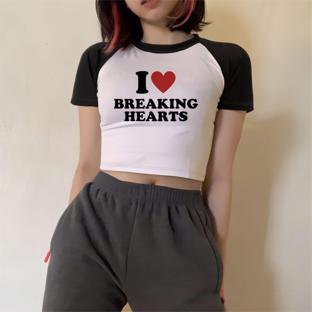 Pink Heart Print Crew Tee