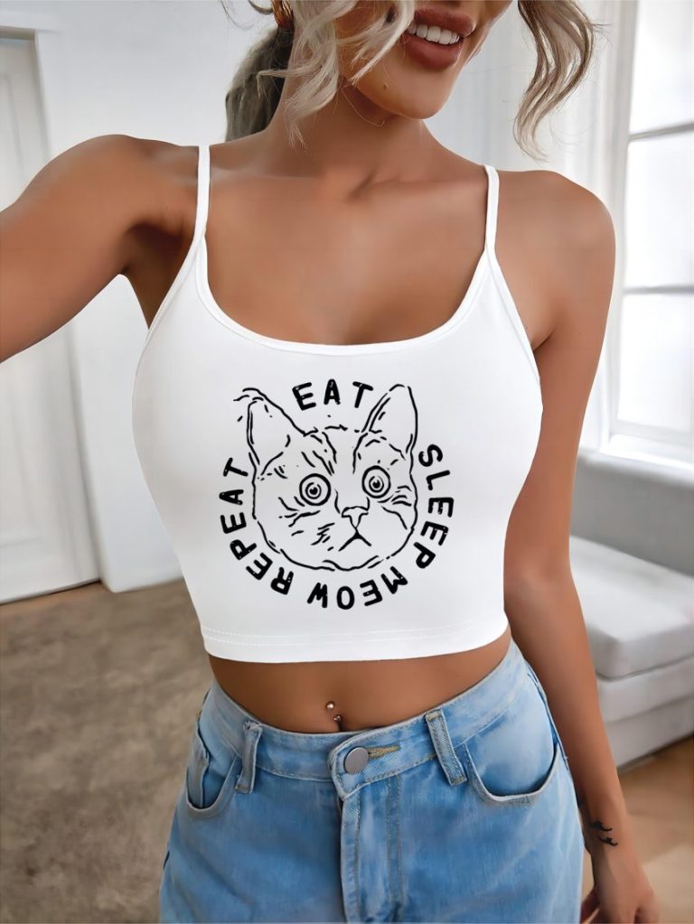 Beige Cartoon Print Top